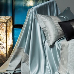 2025 New Arrival 100S Long Staple Cotton Jacquard Duvet Cover Light Blue Bed Sheets Bedding Set