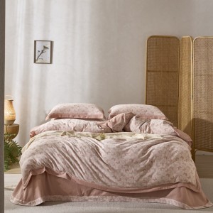 Wholesale high-end pillowcases green jacquard comforter set soft bed linen fitted sheets 2m/2.2m bedding set for adults