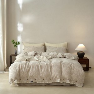 Skin-friendly home textile comfortable and breathable cotton and linen jacquard four-piece bedding set