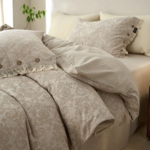 Skin-friendly home textile comfortable and breathable cotton and linen jacquard four-piece bedding set