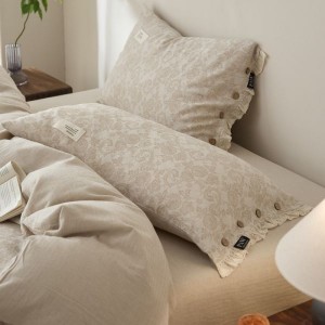 Skin-friendly home textile comfortable and breathable cotton and linen jacquard four-piece bedding set