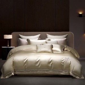 High Luxury Long Staple Cotton Embroidery Custom Jacquard Lace Edge Duvet Cover 4 PCS Bedding Set