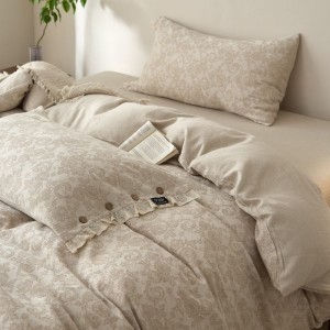 Skin-friendly home textile comfortable and breathable cotton and linen jacquard four-piece bedding set