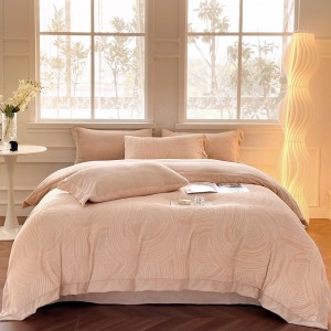 High gram weight beige milk fleece pillowcases fluffy 2/2.3m quilt comforter cover jacquard pillow shams 4-piece bedding set