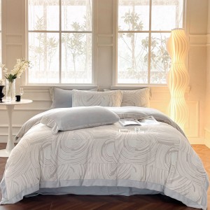 High gram weight beige milk fleece pillowcases fluffy 2/2.3m quilt comforter cover jacquard pillow shams 4-piece bedding set