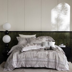Wholesale high-end pillowcases pink jacquard comforter set soft bed linen fitted sheets 2m/2.2m bedding set for adults