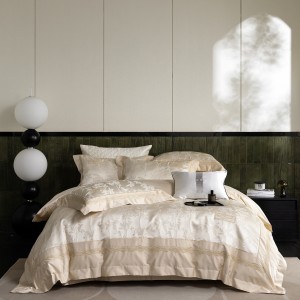 Wholesale high-end pillowcases pink jacquard comforter set soft bed linen fitted sheets 2m/2.2m bedding set for adults