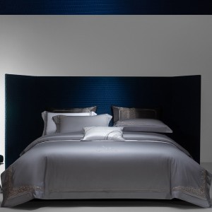 Designer Grey Embroidered Duvet Quilt Comforter Cover Premium 100S Long Staple Cotton Bedding Set