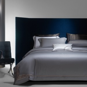 Designer Grey Embroidered Duvet Quilt Comforter Cover Premium 100S Long Staple Cotton Bedding Set