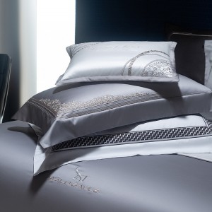 Designer Grey Embroidered Duvet Quilt Comforter Cover Premium 100S Long Staple Cotton Bedding Set