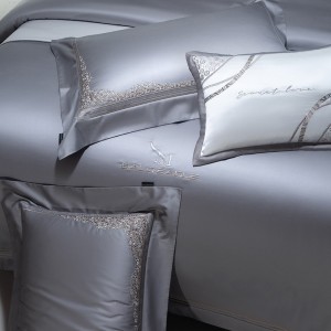 Designer Grey Embroidered Duvet Quilt Comforter Cover Premium 100S Long Staple Cotton Bedding Set