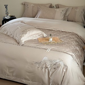 New Chinese Style Jacquard And Embroidery Duvet Quilt Comforter Cover Lyocell Cotton Bed Sheets Pillowcases Bedding Set