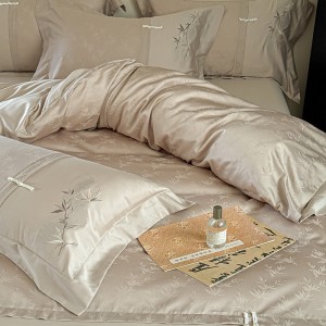 New Chinese Style Jacquard And Embroidery Duvet Quilt Comforter Cover Lyocell Cotton Bed Sheets Pillowcases Bedding Set
