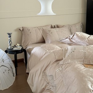 New Chinese Style Jacquard And Embroidery Duvet Quilt Comforter Cover Lyocell Cotton Bed Sheets Pillowcases Bedding Set