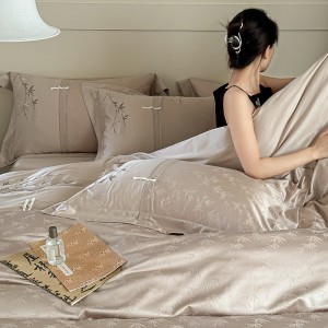 New Chinese Style Jacquard And Embroidery Duvet Quilt Comforter Cover Lyocell Cotton Bed Sheets Pillowcases Bedding Set