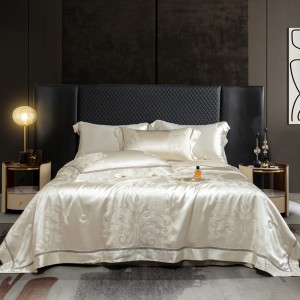 Light luxury designer style high-precision yarn-dyed jacquard lyocell champagne color bedding set