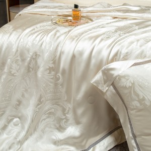 Light luxury designer style high-precision yarn-dyed jacquard lyocell champagne color bedding set