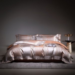 100% Cotton Jacquard Duvet Quilt Comforter Cover Bed Sheets Pink Bedding Set