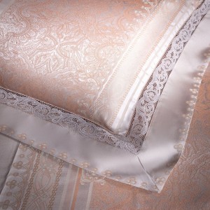 100% Cotton Jacquard Duvet Quilt Comforter Cover Bed Sheets Pink Bedding Set