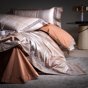 100% Cotton Jacquard Duvet Quilt Comforter Cover Bed Sheets Pink Bedding Set