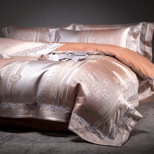 100% Cotton Jacquard Duvet Quilt Comforter Cover Bed Sheets Pink Bedding Set
