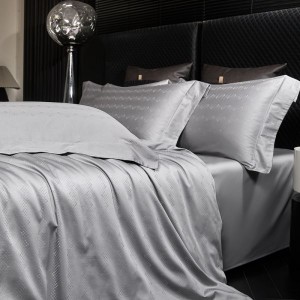 100S Long Staple Cotton Silver Jacquard Quilt Cover Light Luxury 4PCS Bed Sheets Bedding Set