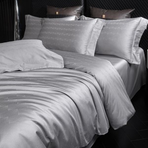100S Long Staple Cotton Silver Jacquard Quilt Cover Light Luxury 4PCS Bed Sheets Bedding Set