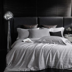 100S Long Staple Cotton Silver Jacquard Quilt Cover Light Luxury 4PCS Bed Sheets Bedding Set