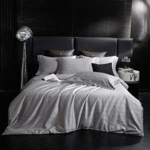 100S Long Staple Cotton Silver Jacquard Quilt Cover Light Luxury 4PCS Bed Sheets Bedding Set