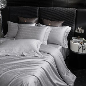 100S Long Staple Cotton Silver Jacquard Quilt Cover Light Luxury 4PCS Bed Sheets Bedding Set