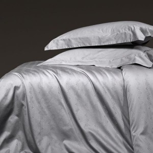 100S Long Staple Cotton Silver Jacquard Quilt Cover Light Luxury 4PCS Bed Sheets Bedding Set