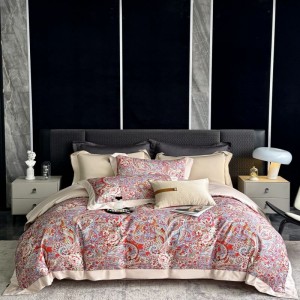 Beautiful Floral Digital Printing Duvet Quilt Comforter Cover Soft Bed Sheets Red 100S Long Staple Cotton Bedding Set