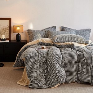 250g full matte milk velvet jacquard print queen king size four-piece bedding set