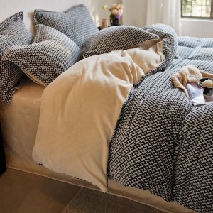 250g full matte milk velvet jacquard print queen king size four-piece bedding set