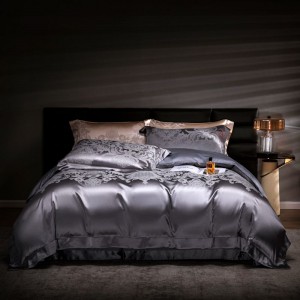 Modal Lyocell And Cotton Home Textile Jacquard Duvet Quilt Comforter Cover Silver Bedding Set