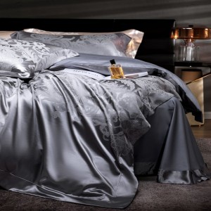 Modal Lyocell And Cotton Home Textile Jacquard Duvet Quilt Comforter Cover Silver Bedding Set