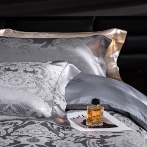 Modal Lyocell And Cotton Home Textile Jacquard Duvet Quilt Comforter Cover Silver Bedding Set