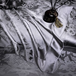 Modal Lyocell And Cotton Home Textile Jacquard Duvet Quilt Comforter Cover Silver Bedding Set