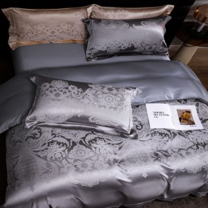 Modal Lyocell And Cotton Home Textile Jacquard Duvet Quilt Comforter Cover Silver Bedding Set