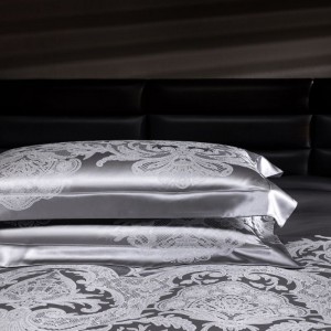 Modal Lyocell And Cotton Home Textile Jacquard Duvet Quilt Comforter Cover Silver Bedding Set