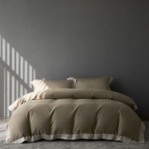Premium quality green patchwork plain color lyocell 4pcs bedding set supplier