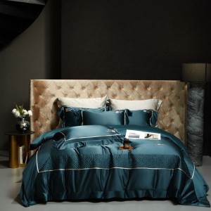 100s pure cotton long-staple cotton embroidery style pure cotton quilted bed cover four-piece bedding set