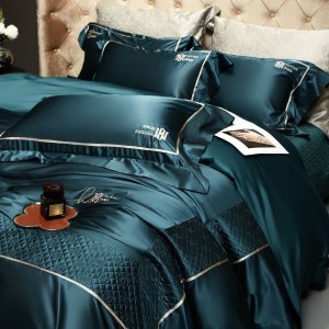 100s pure cotton long-staple cotton embroidery style pure cotton quilted bed cover four-piece bedding set
