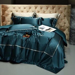 100s pure cotton long-staple cotton embroidery style pure cotton quilted bed cover four-piece bedding set