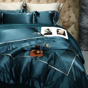 100s pure cotton long-staple cotton embroidery style pure cotton quilted bed cover four-piece bedding set