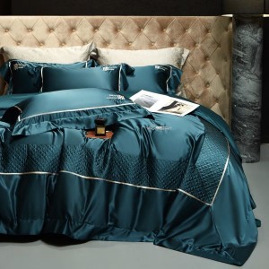 100s pure cotton long-staple cotton embroidery style pure cotton quilted bed cover four-piece bedding set