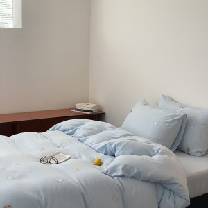 High gram cotton embroidery pillowcases 2/2.3m adult coverlets pillow shams high-quality 4-piece bedding set manufacture