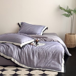 High-end comforter cover printing duvet cover purple patchwork queen size bedsheets 2 soft pillow cases kids’ bedding set home textile