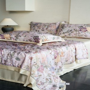 100S Lyocell Purple Floral Plant Digital Printing Summer Quilt 100% Natural Silk Filled Air-condition Bedding