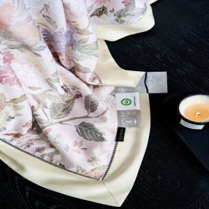 100S Lyocell Purple Floral Plant Digital Printing Summer Quilt 100% Natural Silk Filled Air-condition Bedding